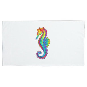 Rainbow Polygonal Seahorse Pillowcase