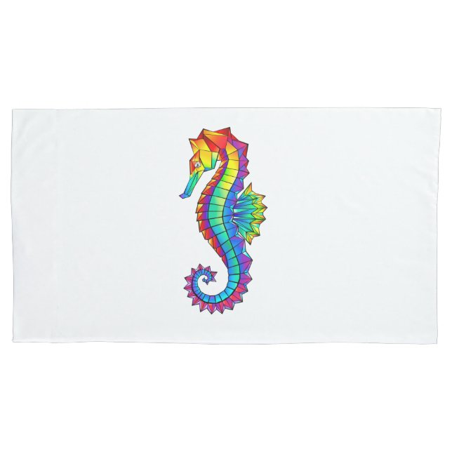 Rainbow Polygonal Seahorse Pillowcase (Front)