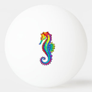 Rainbow Polygonal Seahorse Ping Pong Ball