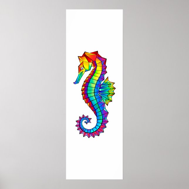 Rainbow Polygonal Seahorse Poster (Front)