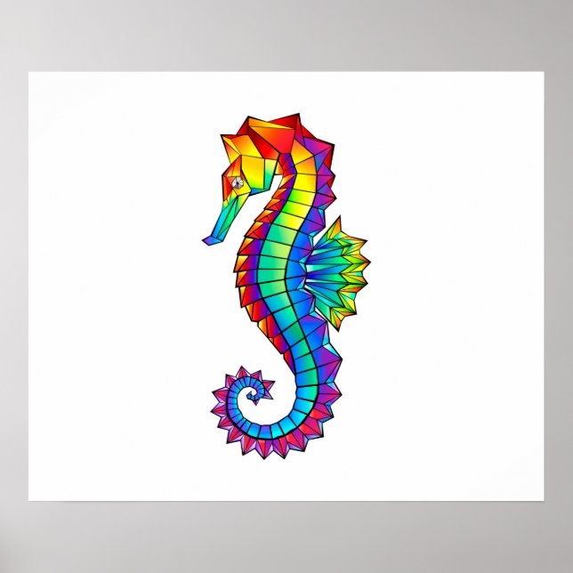 Rainbow Polygonal Seahorse Poster (Front)