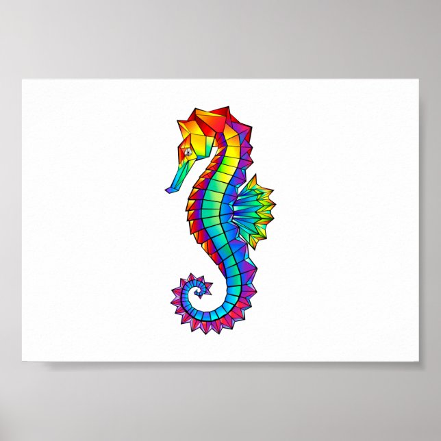 Rainbow Polygonal Seahorse Poster (Front)