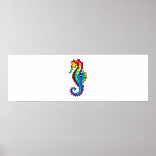 Rainbow Polygonal Seahorse Poster
