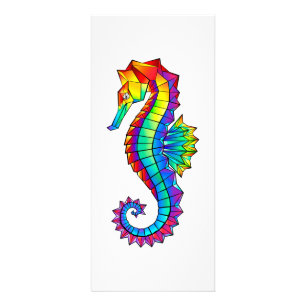 Rainbow Polygonal Seahorse Rack Card