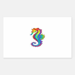Rainbow Polygonal Seahorse Rectangular Sticker