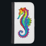 Rainbow Polygonal Seahorse Samsung S4 Wallet Case<br><div class="desc">Artistically drawn,  bright,  rainbow,  polygonal seahorse on white background. Bright tattoo.</div>
