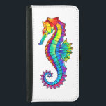 Rainbow Polygonal Seahorse Samsung Galaxy S5 Wallet Case<br><div class="desc">Artistically drawn,  bright,  rainbow,  polygonal seahorse on white background. Bright tattoo.</div>