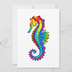 Rainbow Polygonal Seahorse Save The Date