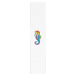 Rainbow Polygonal Seahorse Short Table Runner