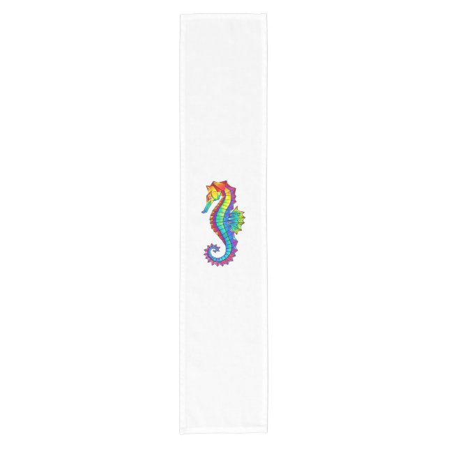 Rainbow Polygonal Seahorse Short Table Runner (Front)