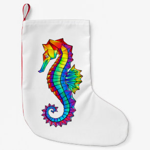 Rainbow Polygonal Seahorse Small Christmas Stocking