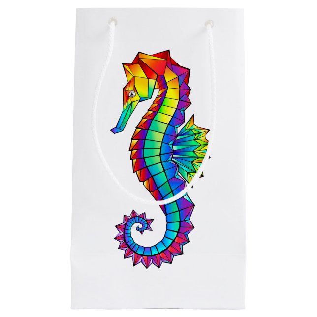 Rainbow Polygonal Seahorse Small Gift Bag (Front)