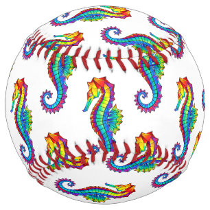 Rainbow Polygonal Seahorse Softball