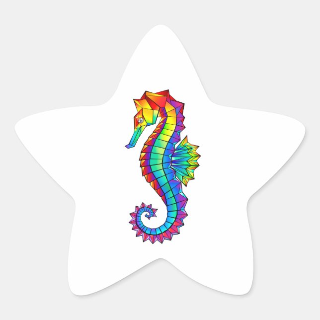 Rainbow Polygonal Seahorse Star Sticker (Front)