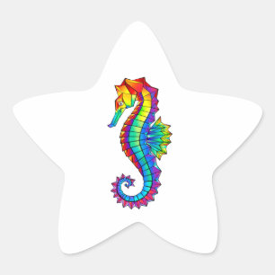 Rainbow Polygonal Seahorse Star Sticker