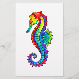 Rainbow Polygonal Seahorse Stationery