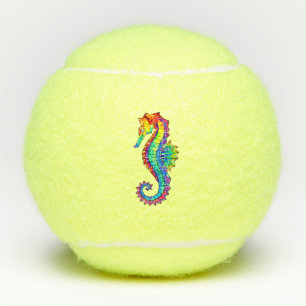 Rainbow Polygonal Seahorse Tennis Balls