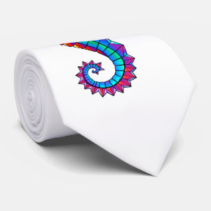 Rainbow Polygonal Seahorse Tie