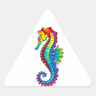 Rainbow Polygonal Seahorse Triangle Sticker