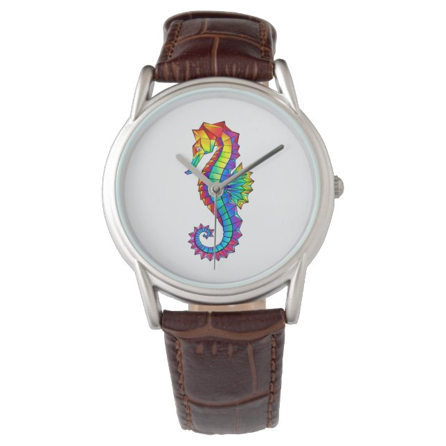 Rainbow Polygonal Seahorse Watch (Front)