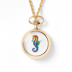 Rainbow Polygonal Seahorse Watch
