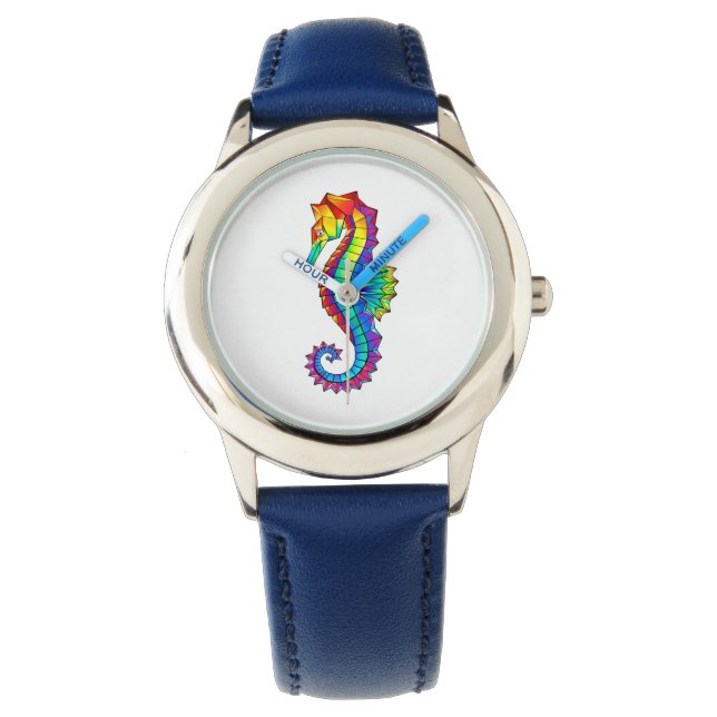 Rainbow Polygonal Seahorse Watch (Front)