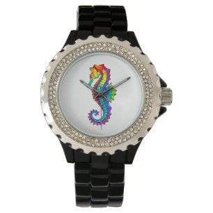 Rainbow Polygonal Seahorse Watch