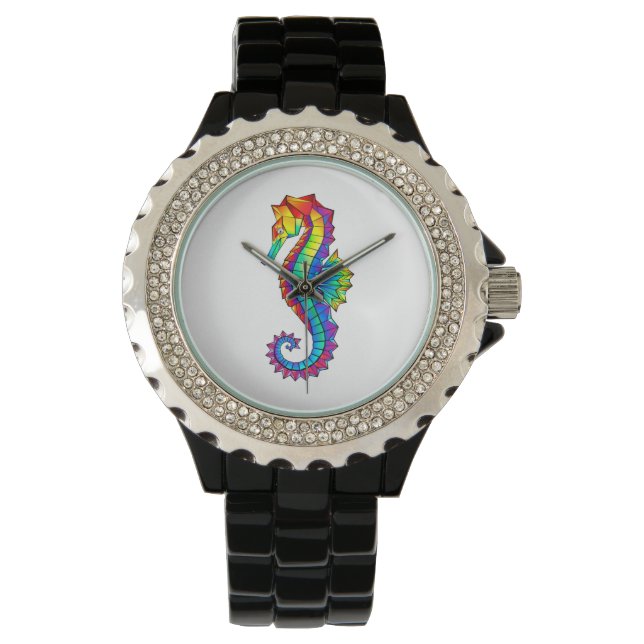 Rainbow Polygonal Seahorse Watch (Front)