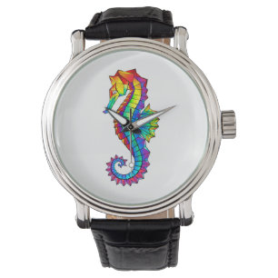 Rainbow Polygonal Seahorse Watch