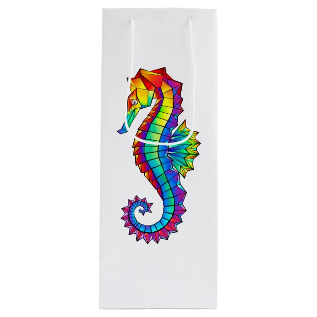 Rainbow Polygonal Seahorse Wine Gift Bag (Front)