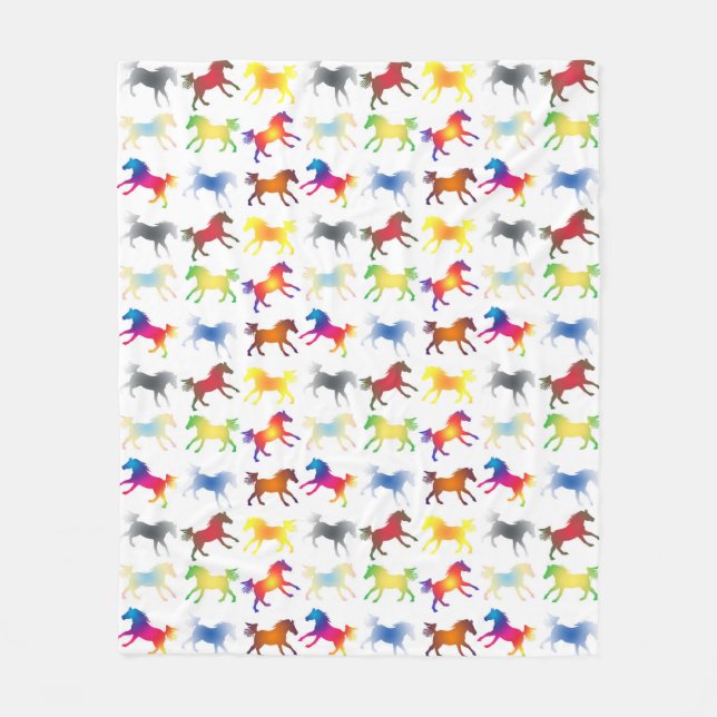 Rainbow Ponies Fleece Blanket (Front)