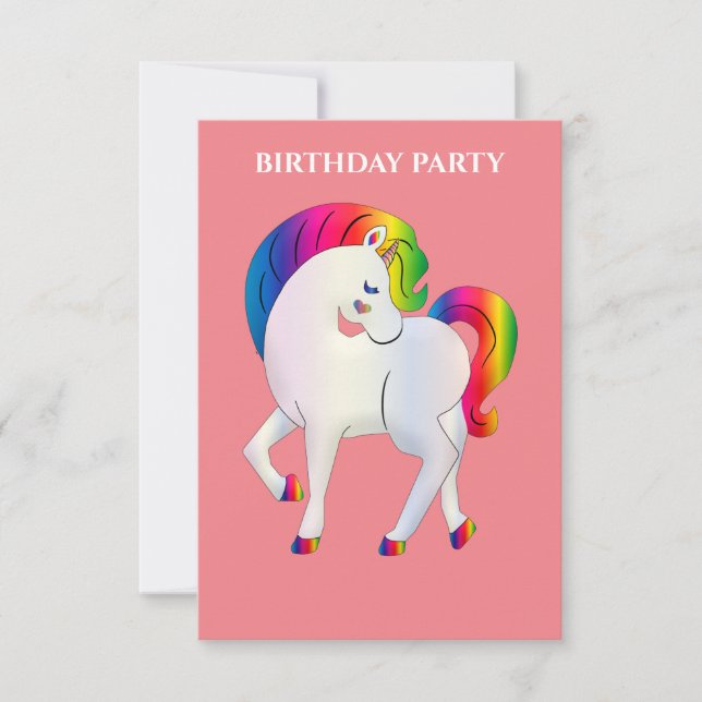 "RAINBOW PONY" BIRTHDAY INVITATIONS PERSONALIZED. (Front)