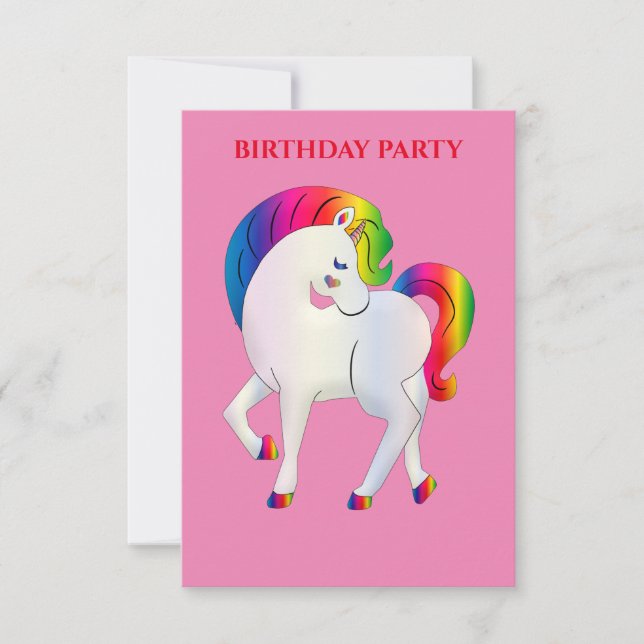 "RAINBOW PONY" BIRTHDAY INVITATIONS PERSONALIZED. (Front)