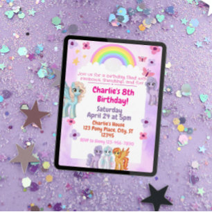 Rainbow Pony Birthday Party Invitation