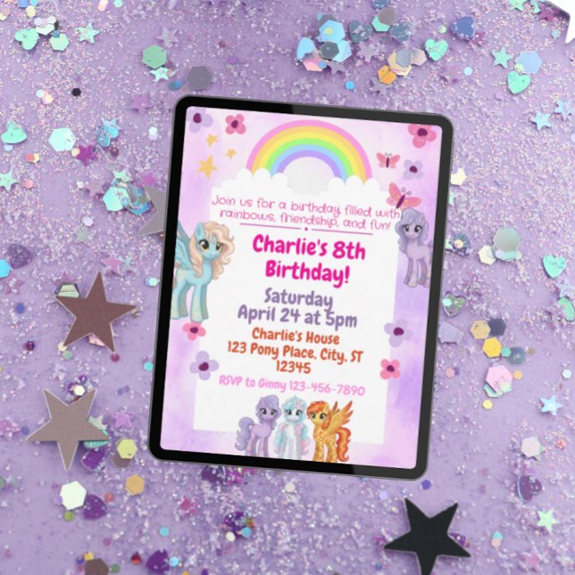 Rainbow Pony Birthday Party Invitation (Creator Uploaded)