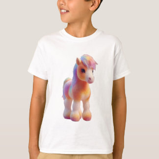 Rainbow Pony Pastel Watercolor Illustration Kids T-Shirt