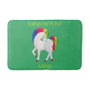 Rainbow pony personalised child's name Bath Mat