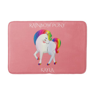 Rainbow pony personalised child's name Bath Mat