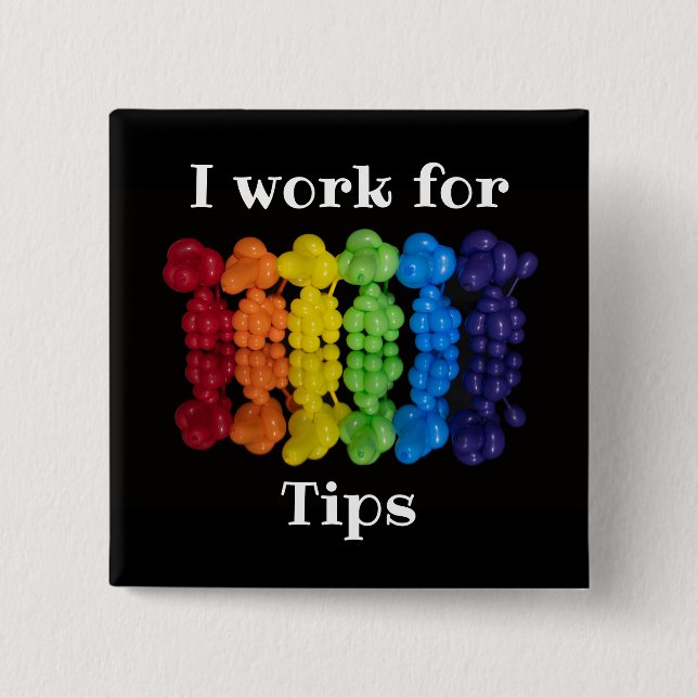 Rainbow Poodle Dog Tips Button (Front)