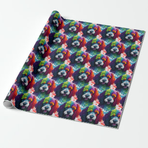 Rainbow Poodle Watercolor Wrapping Paper