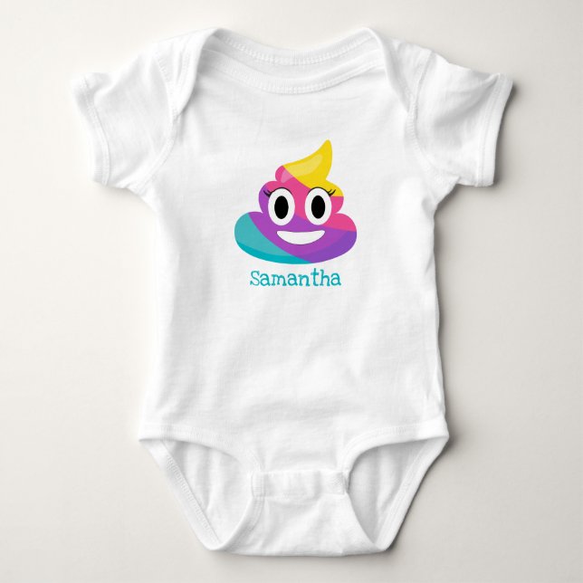 Rainbow Poop Emoji Baby Bodysuit (Front)