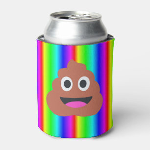 rainbow poop emoji can holder cooler