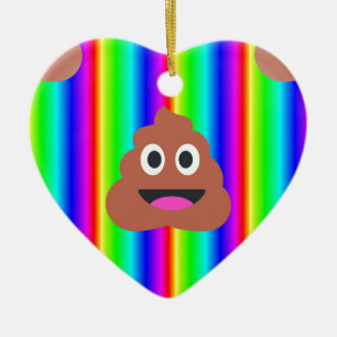 rainbow poop emoji ceramic tree decoration