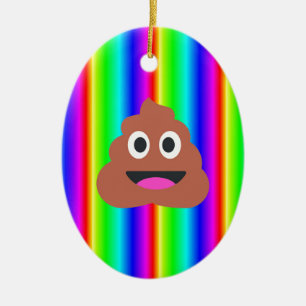 rainbow poop emoji ceramic tree decoration