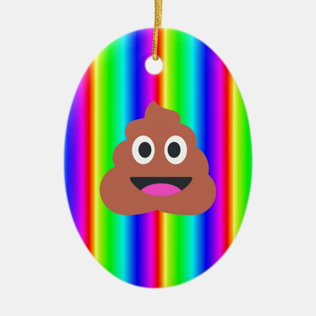 rainbow poop emoji ceramic tree decoration (Front)