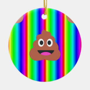 rainbow poop emoji ceramic tree decoration