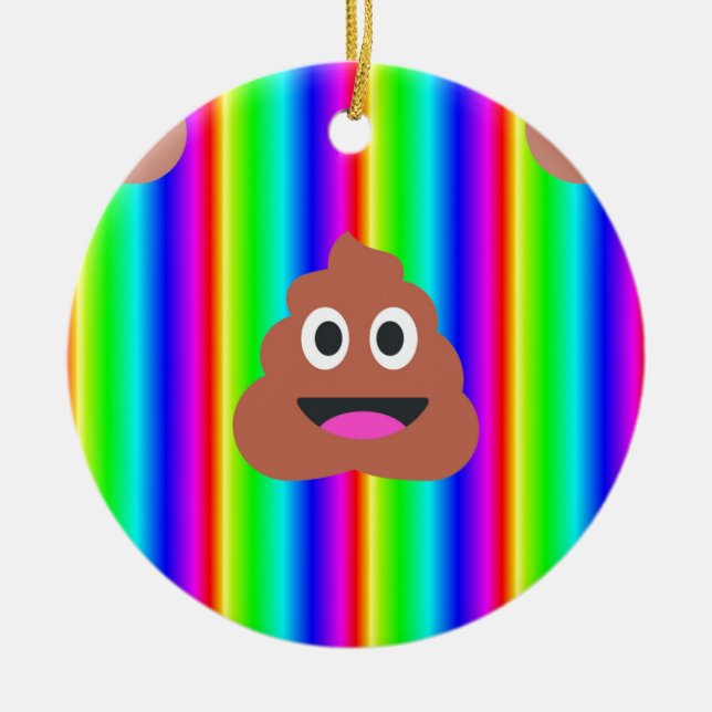 rainbow poop emoji ceramic tree decoration (Front)