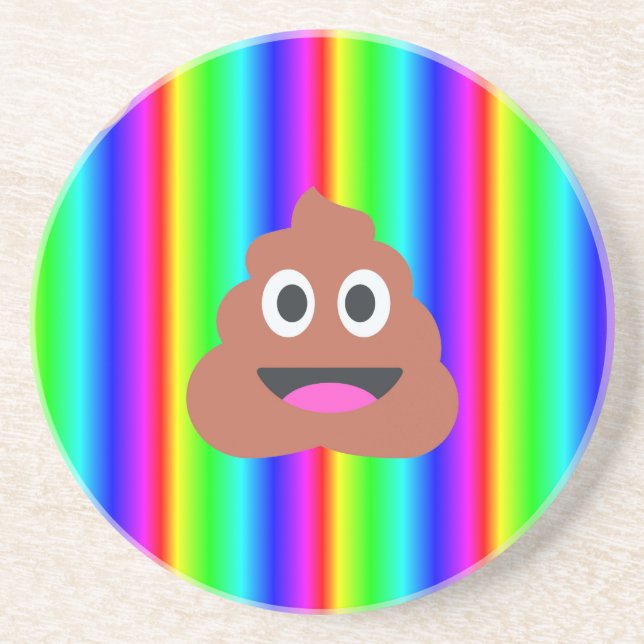 rainbow poop emoji coaster (Front)