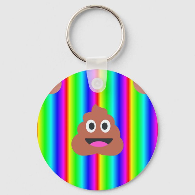 rainbow poop emoji key ring (Front)