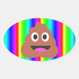 rainbow poop emoji oval sticker